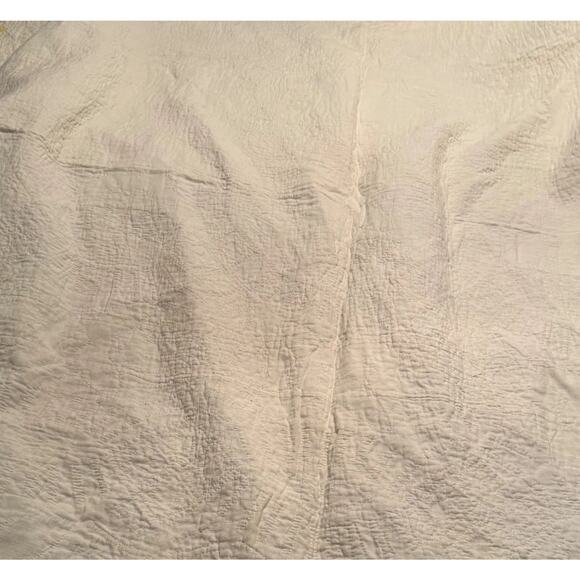 Vintage Hand Quilted Double Wedding Ring Quilt Scalloped Edge Feedsack Prints - Picture 8 of 8